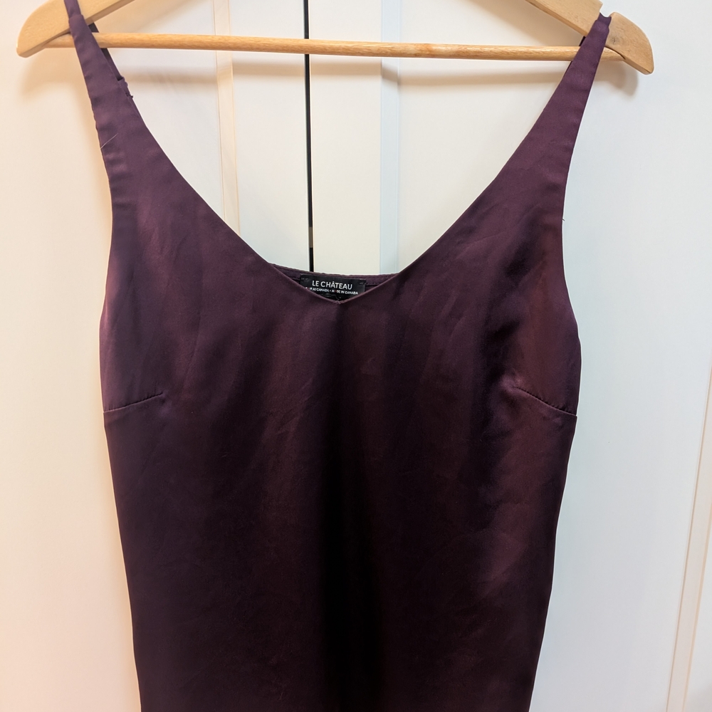 Le Chateau Deep Purple Satin Gown